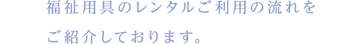 福祉用具のレンタルご利用の流れをご紹介しております。